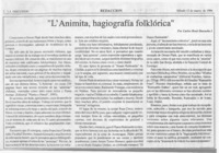 "L'Animita, hagiografía folclórica"  [artículo] Carlos René Ibacache.