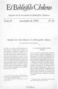 Alamiro de Avila Martel y la bibliografía chilena  [artículo] Juan Ricardo Couyoumdjian.
