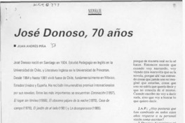 José Donoso, 70 años  [artículo] Juan Andrés Piña.