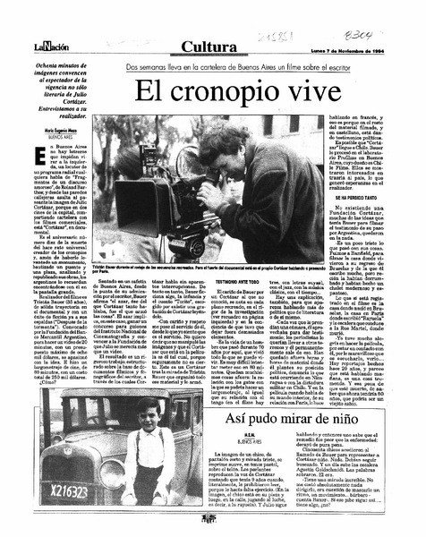 El cronopio vive  [artículo] María Eugenia Meza.