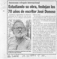Estudiando su obra, festejan los 70 años de escritor José Donoso  [artículo].