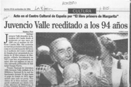 Juvencio Valle reeditado a los 94 años  [artículo] Ximena Poo.