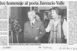 Emotivo homenaje al poeta Juvencio Valle  [artículo] R. V.