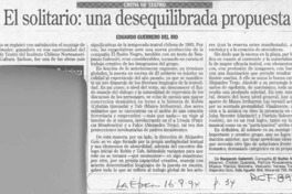 El solitario, una desequilibrada propuesta  [artículo] Eduardo Guerrero del Río.