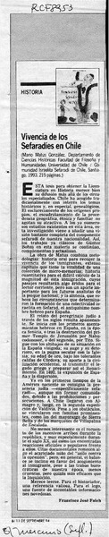 Vivencia de los sefaradíes en Chile  [artículo] Francisco José Folch.