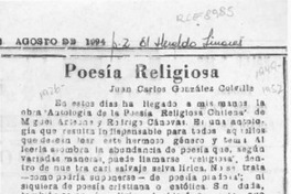 Poesía religiosa  [artículo] Juan Carlos González Colville.