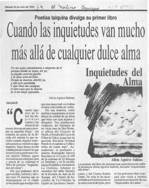 Cuando las inquietudes van mucho más allá de cualquier dulce alma  [artículo].