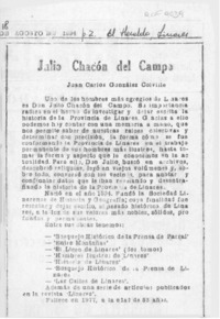 Julio Chacón del Campo  [artículo] Juan Carlos González Colville.