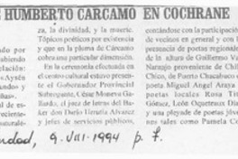 Lanzamiento de libro de Humberto Cárcamo en Cochrane  [artículo].