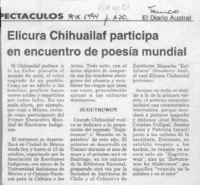 Elicura Chihuailaf participa en encuentro de poesía mundial  [artículo].