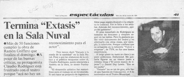 Termina "Extasis" en la Sala Nuval  [artículo].