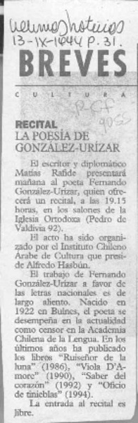 La poesía de González-Urízar  [artículo].