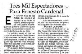 Tres mil espectadores para Ernesto Cardenal  [artículo].