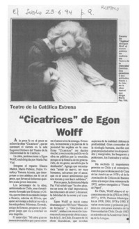 "Cicatrices" de Egon Wolff  [artículo].