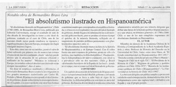 "El Absolutismo ilustrado en Hispanoamérica"  [artículo].
