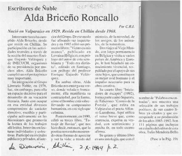 Alda Briceño Roncallo  [artículo] C. R. I.