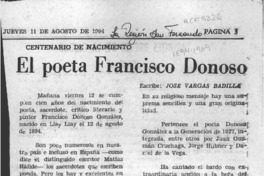 El poeta Francisco Donoso  [artículo] José Vargas Badilla.
