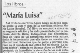"María Luisa"  [artículo] Alberto Arraño.