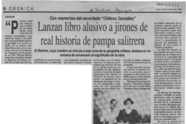 Lanzan libro alusivo a jirones de real historia de pampa salitrera  [artículo].