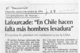 Lafourcade, "En Chile hacen falta más hombres levadura"  [artículo].