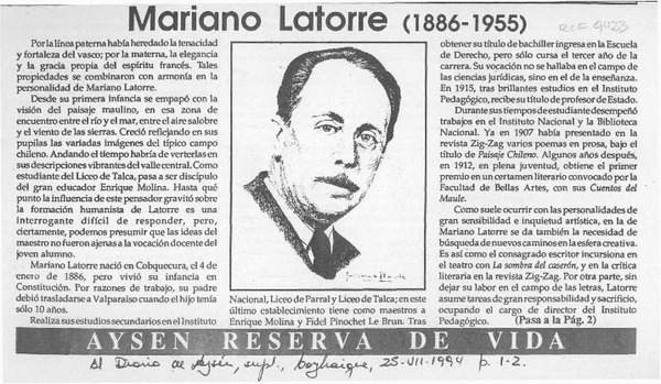 Mariano Latorre (1886-1955)  [artículo].