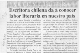 Escritora chilena da a conocer labor literaria en nuestro país  [artículo].