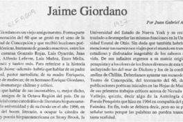 Jaime Giordano  [artículo] Juan Gabriel Araya.