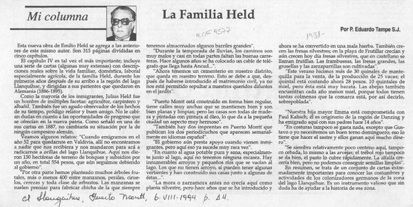 La familia Held  [artículo] Eduardo Tampe.