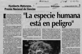 "La especie humana está en peligro"  [artículo] Pedro Fernández.