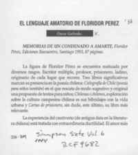 El lenguaje amatorio de Floridor Pérez  [artículo] Oscar Galindo.