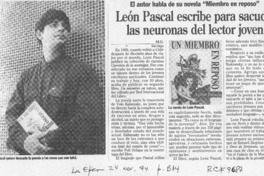 León Pascal escribe para sacudir las neuronas del lector joven  [artículo] M. G.