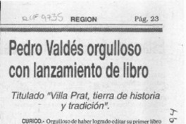 Pedro Valdés orgulloso con lanzamiento de libro  [artículo].