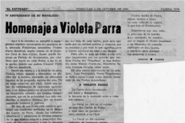 Homenaje a Violeta Parra  [artículo].