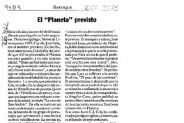 El "Planeta" previsto  [artículo] Carmen Valeska Müller.