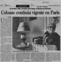 Coloane continúa vigente en París  [artículo].