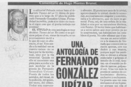 Una antología de Fernando González Urízar  [artículo] Hugo Montes Brunet.