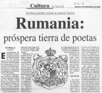 Rumania, próspera tierra de poetas  [artículo] Dorel Philipescu.
