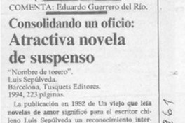 Consolidando un oficio, atractiva novela de suspenso  [artículo] Eduardo Guerrero del Río.
