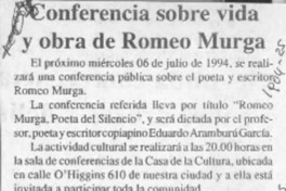 Conferencia sobre vida y obra de Romeo Murga  [artículo].