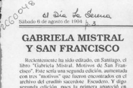 Gabriela Mistral y San Francisco  [artículo] Isolina Barraza de Estay.