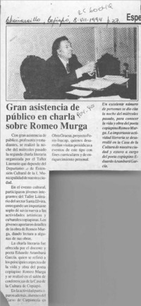 Gran asistencia de público en charla sobre Romeo Murga  [artículo].
