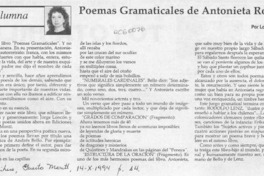 Poemas gramaticalaes de Antonieta Rodríguez  [artículo] Lourdes Barría.
