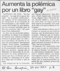 Aumenta polémica por un libro "gay"  [artículo].