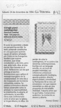 Coraje para caminantes  [artículo] Andrés Gómez.