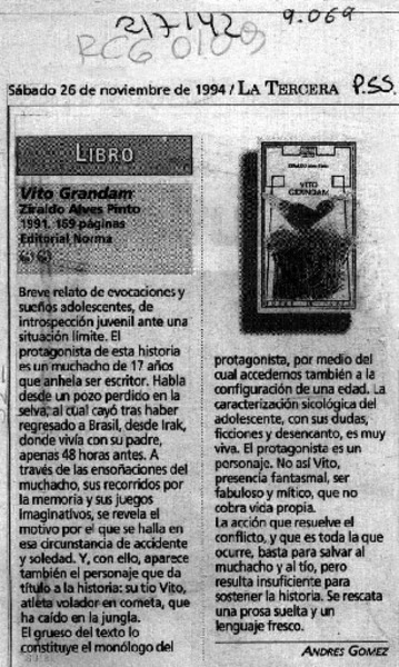 Vito Grandam  [artículo] Andrés Gómez.
