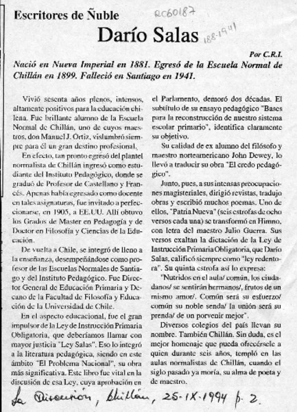 Darío Salas  [artículo] C. R. I.