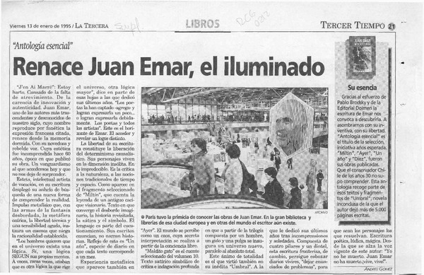 Renace Juan Emar, el iluminado  [artículo] Andrés Gómez.