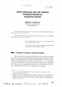 Julio Cortázar and the various interpretations of quantum theory  [artículo] Michael F. Capobianco.