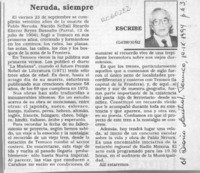 Neruda, siempre  [artículo] Claudio Núñez.