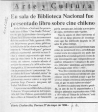 En sala de Biblioteca Nacional fue presentado libro sobre cine chileno  [artículo].